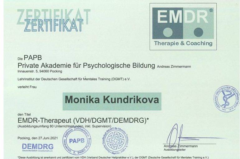 EMDR Zertifikat